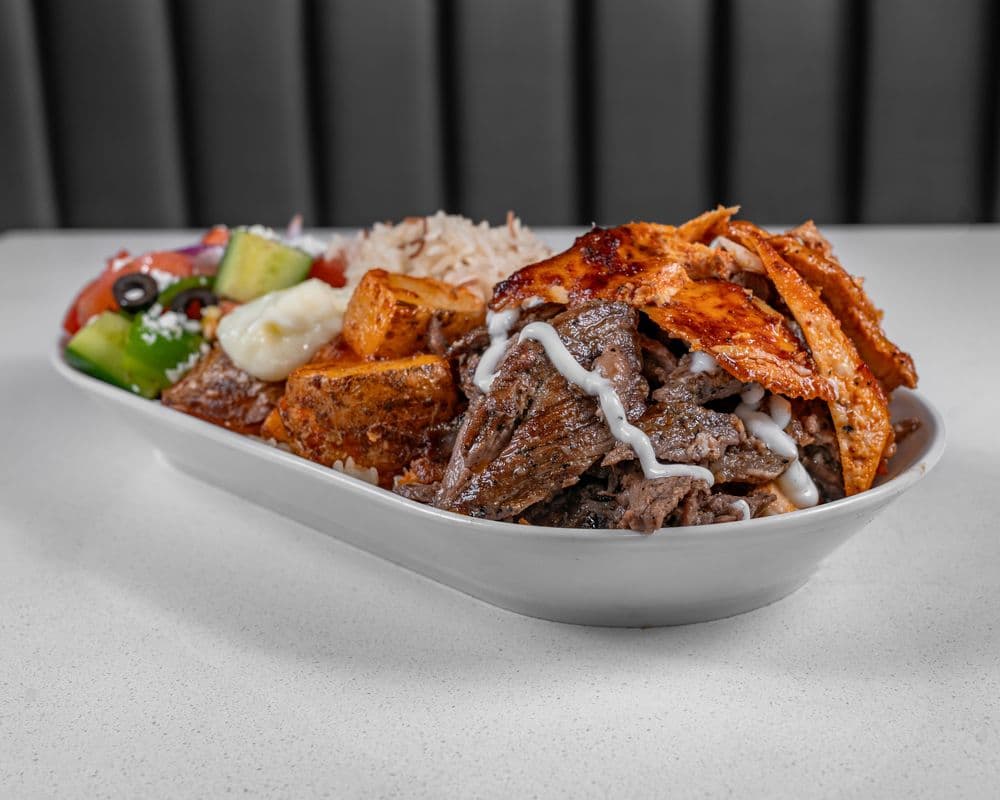 Mix Chicken, Lamb & Beef shawarma platter #11 (no donair)