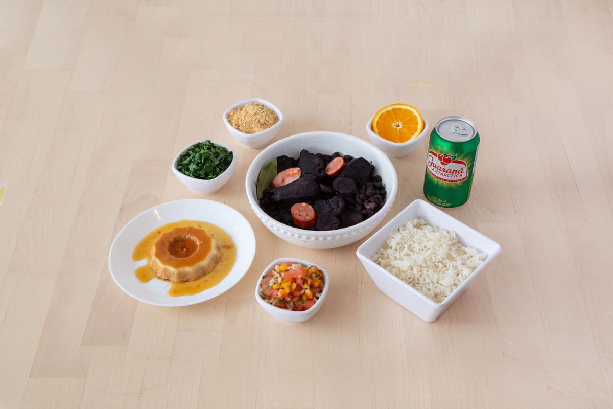 Feijoada, Churros Cake, and Canned Pop Combo