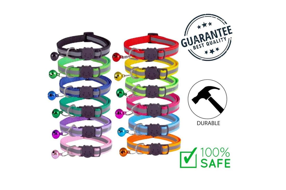 Ashario Pets Reflective Breakaway Cat Collar Large Black