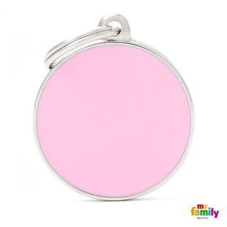 MyFamily Pink Small Circle Engraved Tag