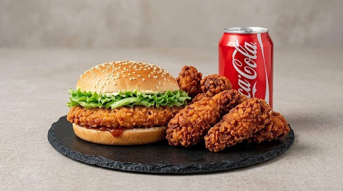 Trio #5 - Burger poulet + 6 ailes de poulet + boisson gazeuse