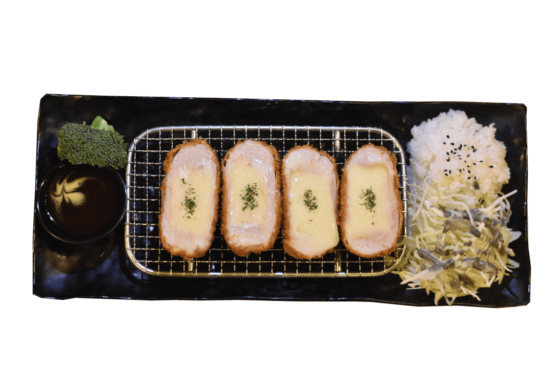 Cheese Tonkatsu (Deep-fried Pork Cutlet) with Rice