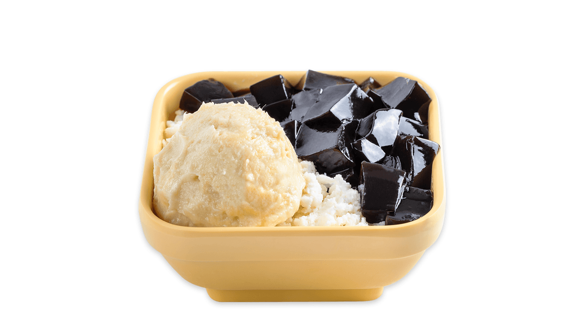 Durian and Grass Jelly with Vanilla Frost - 榴莲白雪凉粉