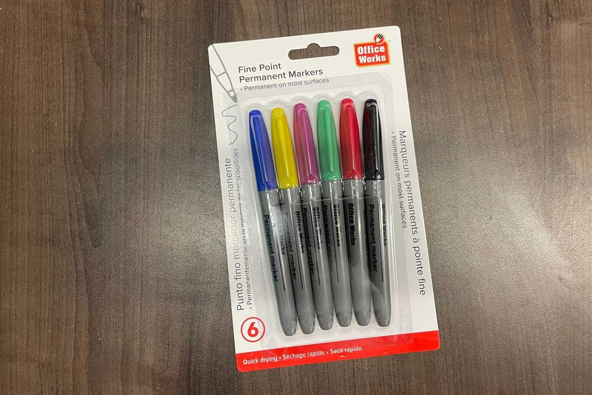 Fine Point Permanent Markers 6pk Assorted Colours