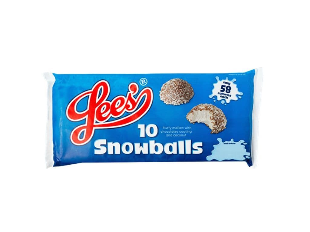 Lees Snowballs UK Chocolate Coconut Flake Coated Marshmallows 10 Pack 130g