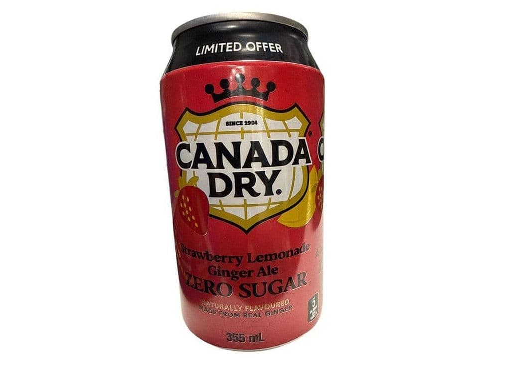 Canada Dry Strawberry Lemonade Ginger Ale Zero Sugar Soda Pop 355ml Can