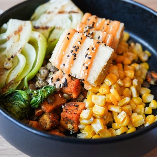 Fried Tofu & Lentil Bowl