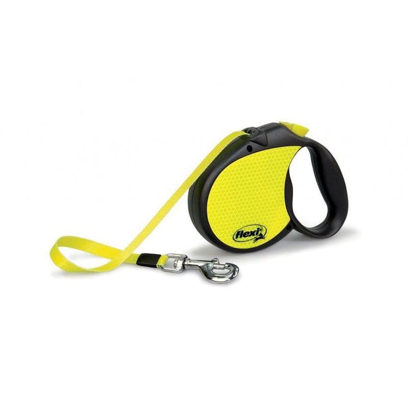Flexi Neon Yellow Reflective Retractable Tape Leash 5m