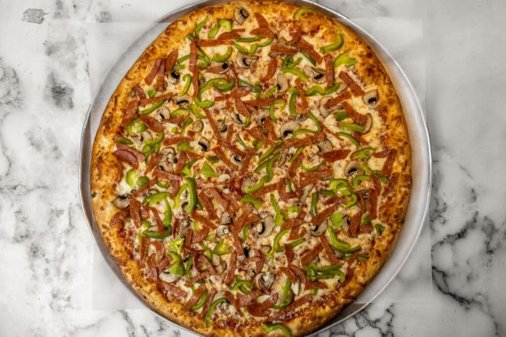Large Combination/All-Dressed (Halal, Shredded Pepperoni, Mushroom, Green Pepper)