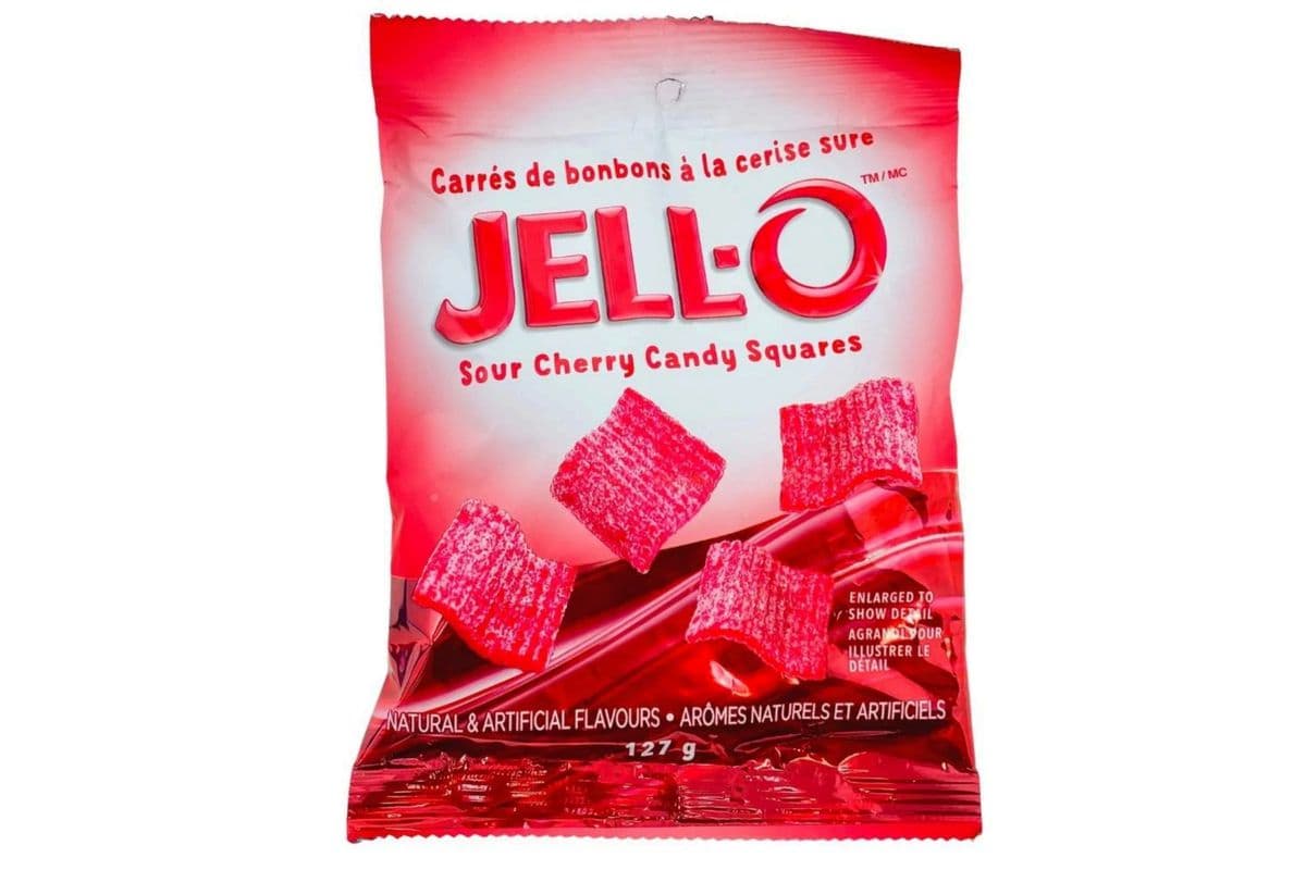 Jello Sour Cherry Candy Squares (127g)