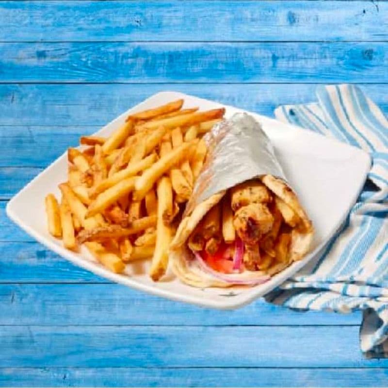 Two Pieces Chicken Souvlaki on a Pita
