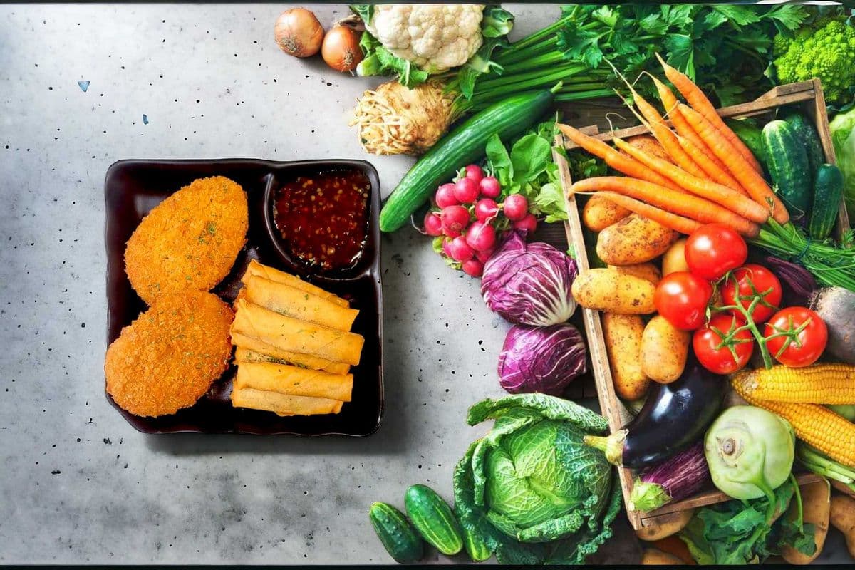Vege Croquettes and Mini Spring Roll