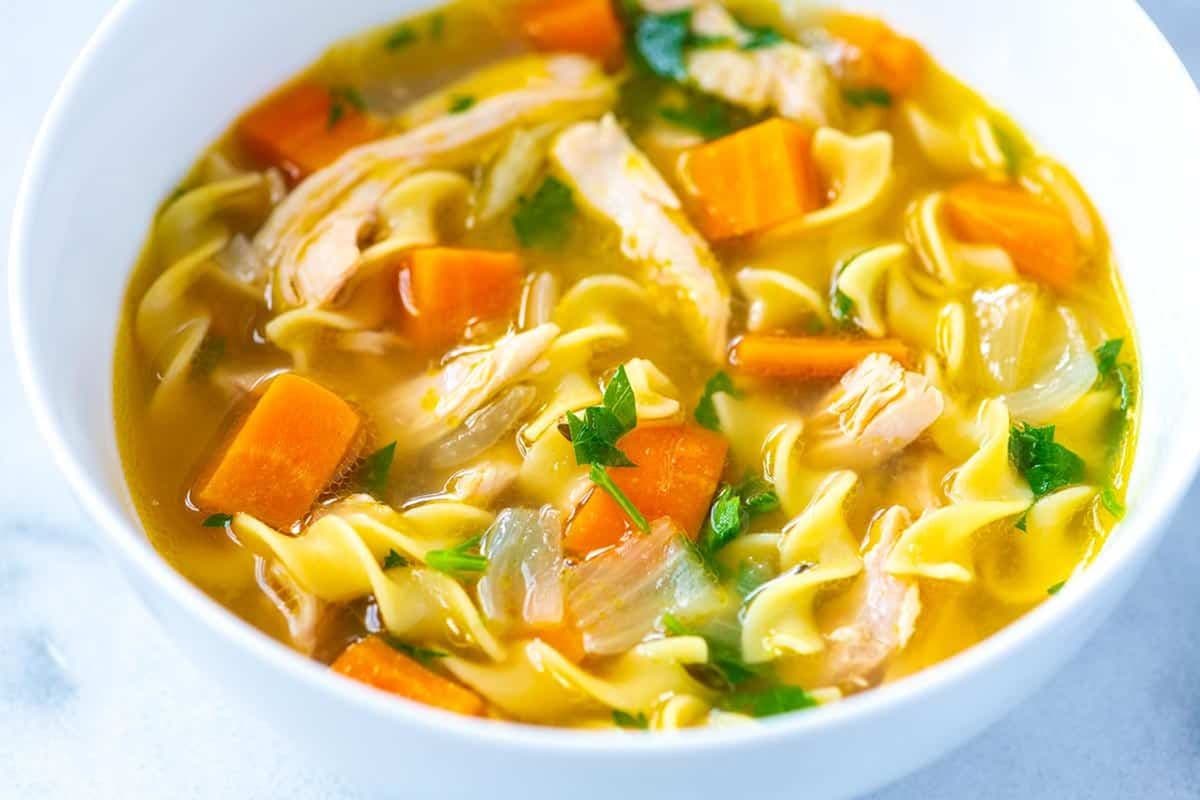 Chicken Noodle Soup with Salted Crackers