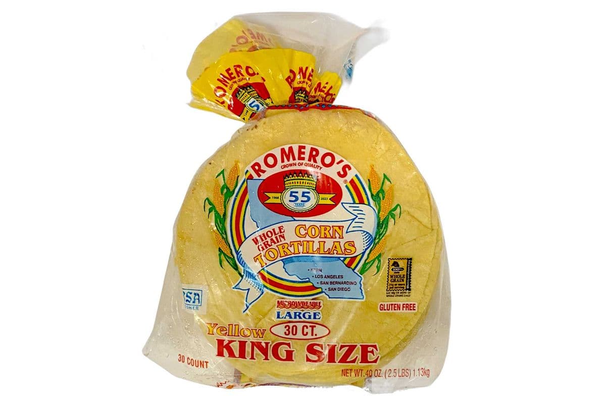 Tortillas Romero Yellow / Amarillas King Size (30 ct) (6.2”) Gluten Free