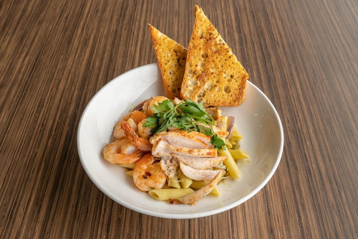 Cajun Chicken and Prawns Penne