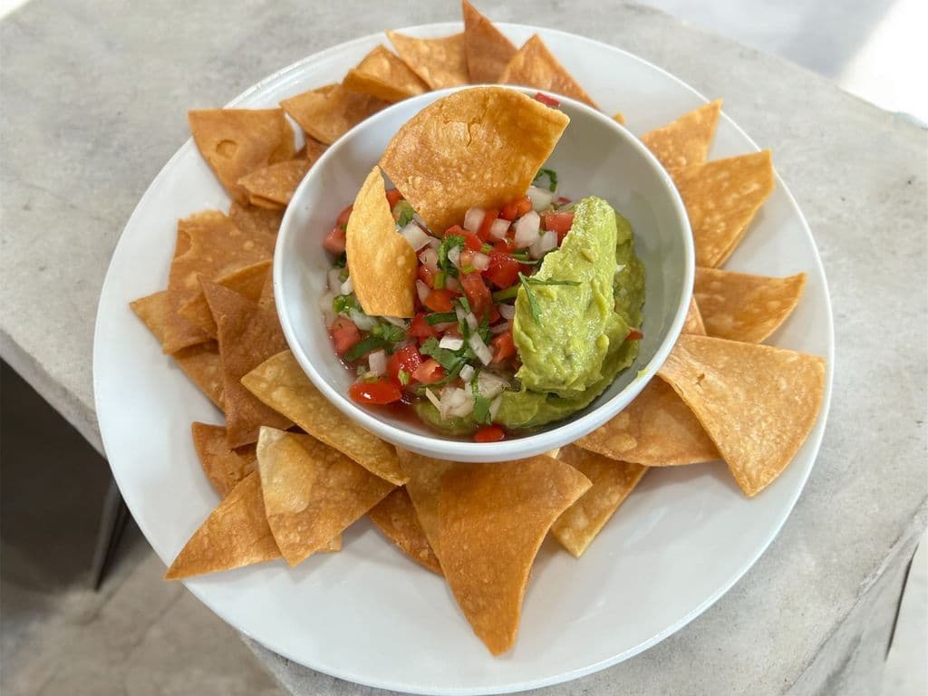 Guacamole Dip and Pico de Gallo with Tortillas Chips