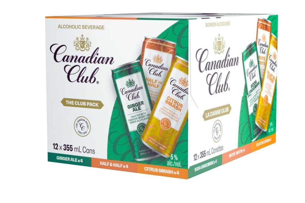 CANADIAN CLUB 12 CAN VARIETY CLUB PACK***ON SUPER SALE NOW***SAVE $10.00/CASE (1 x 12PK CANS )