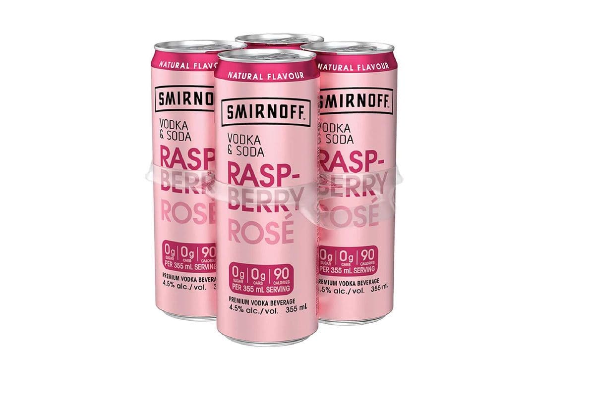 Smirnoff Vodka & Soda Raspberry Rose (4 Pack Cans) (4 x 355 ml Cans)