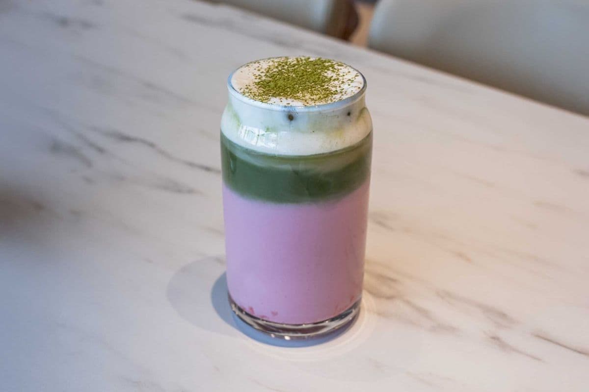 Strawberry Matcha Latte with Cold Foam