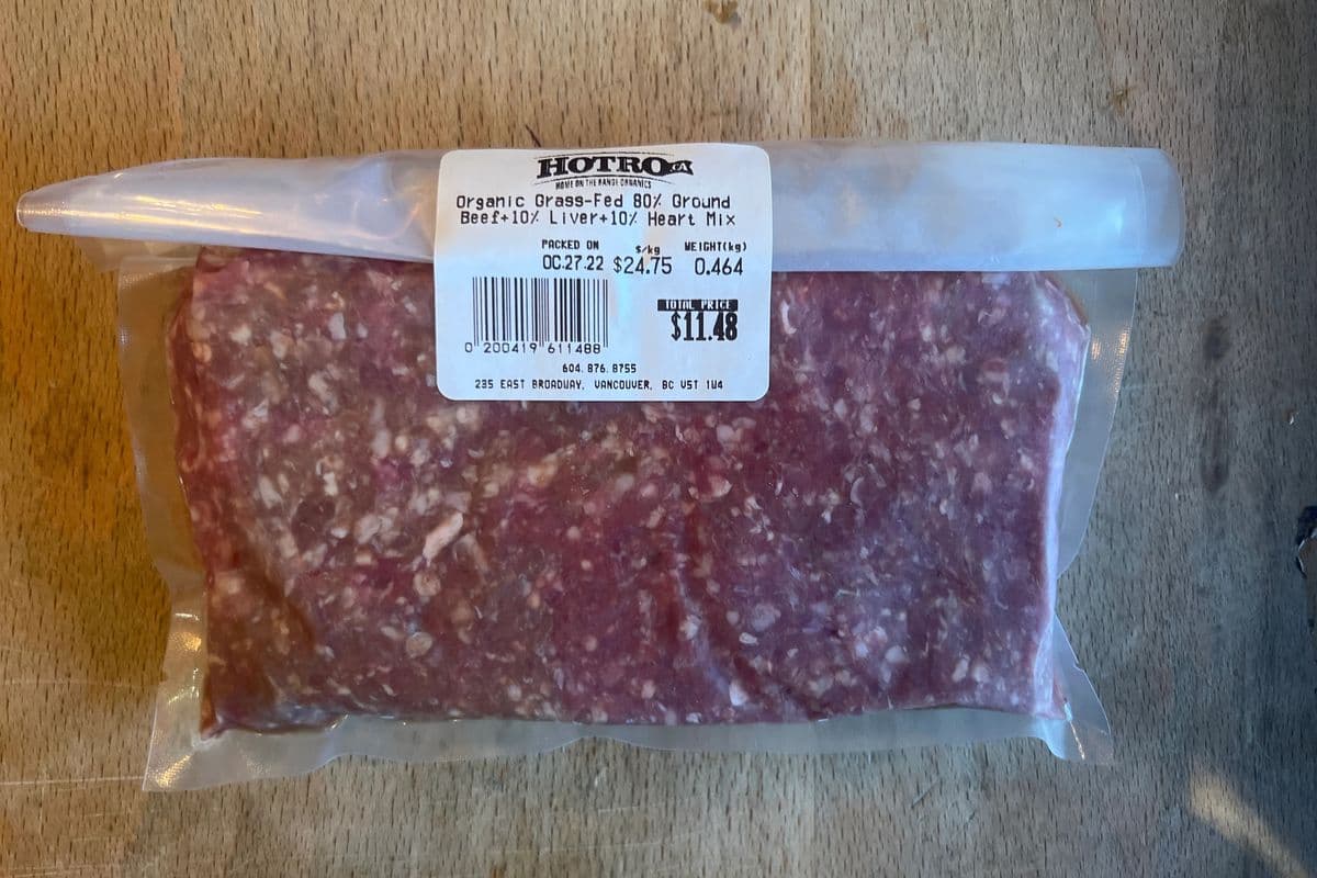 Certified Organic Grass-Fed 80% Ground Beef+10% Beef Liver+10%Beef Heart Mix