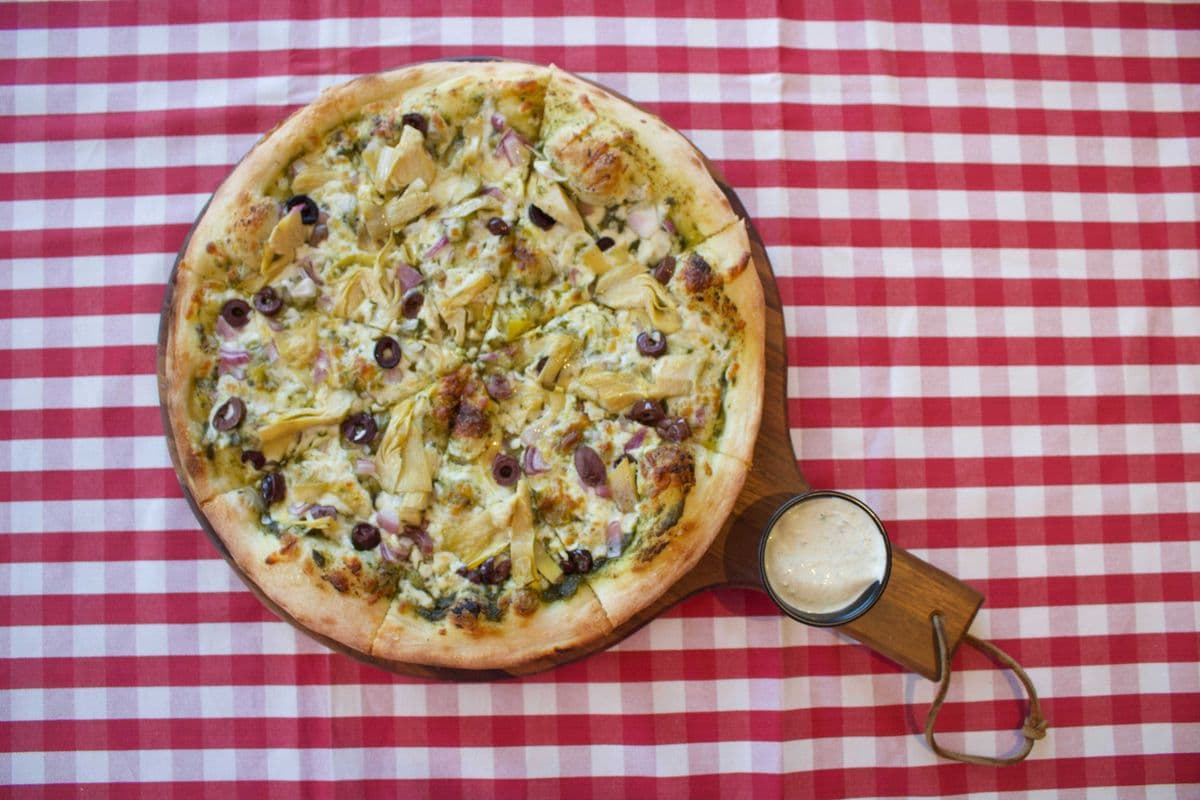 Pesto Black Olives, Red Onions and Artichokes