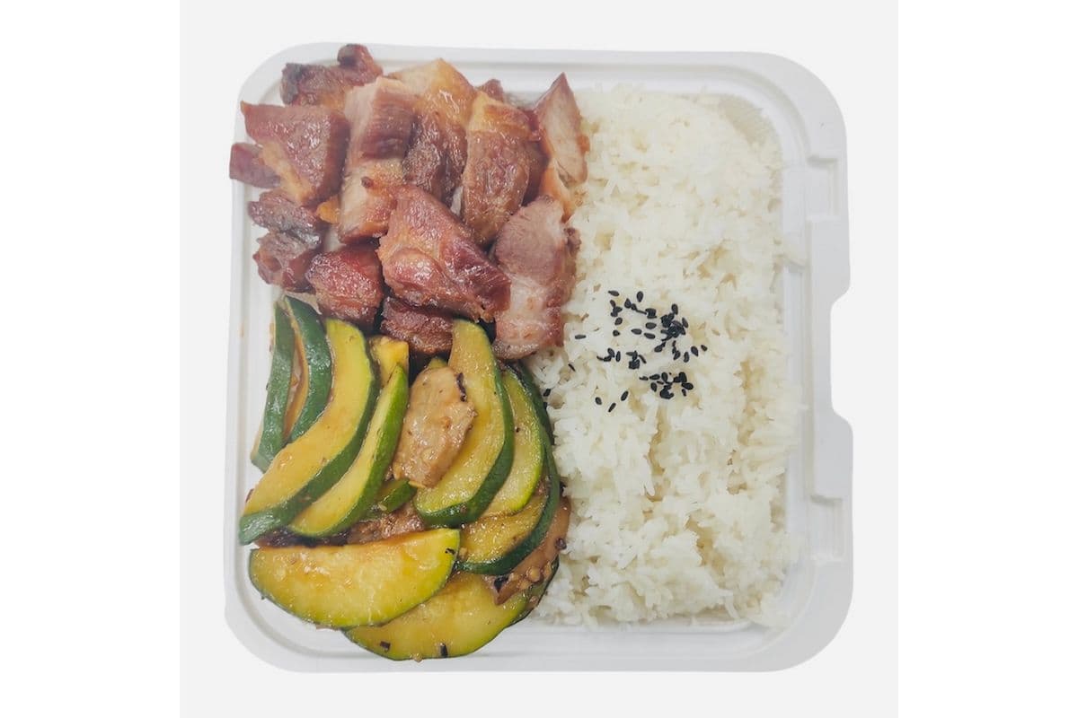 k. Zucchini with Pork and Honey BBQ Pork