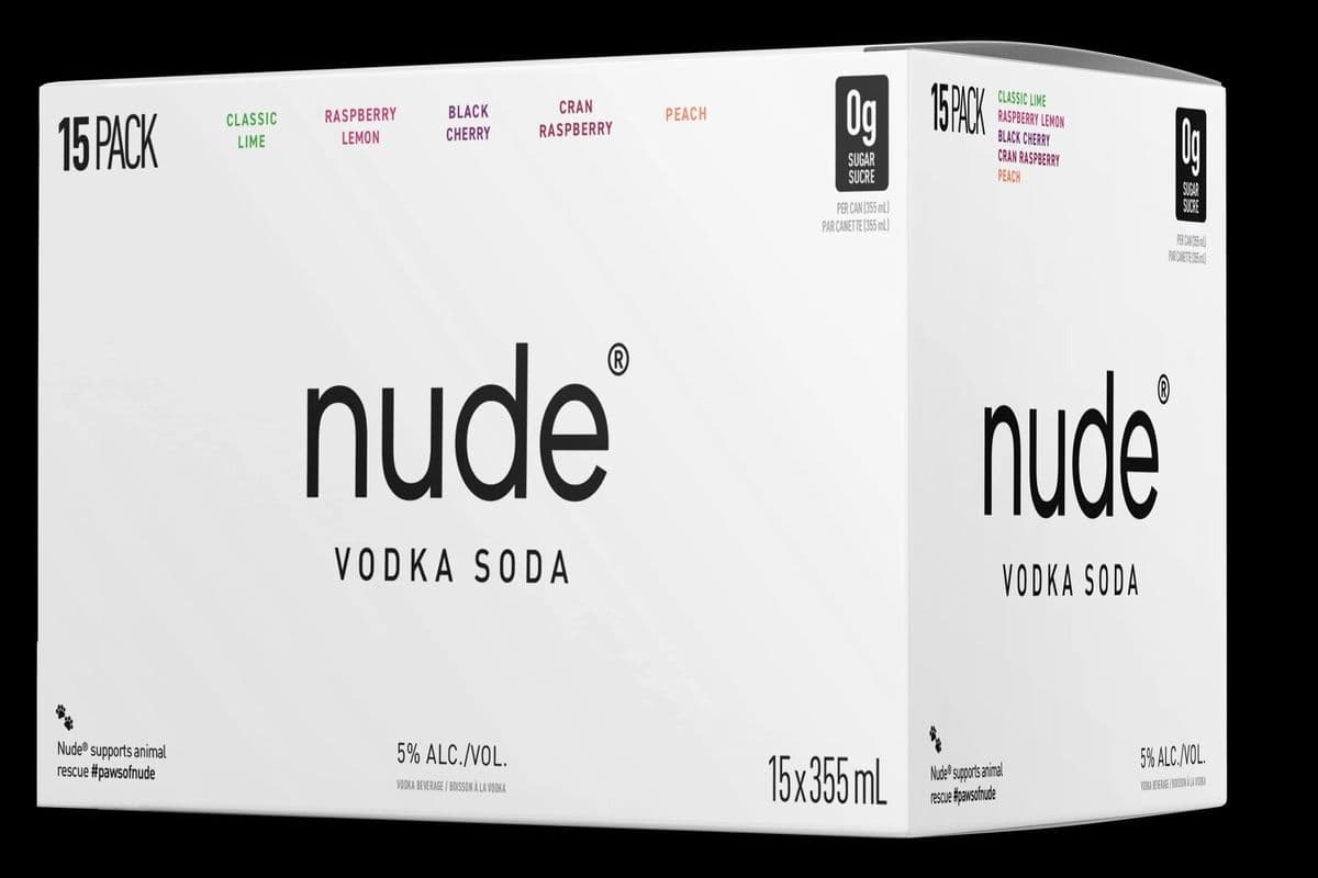 NUDE VODKA SODA-VARITY V1 WITH BLACK (12 CANS X 355ML) 5.0% ABV (12 x 355 mL)