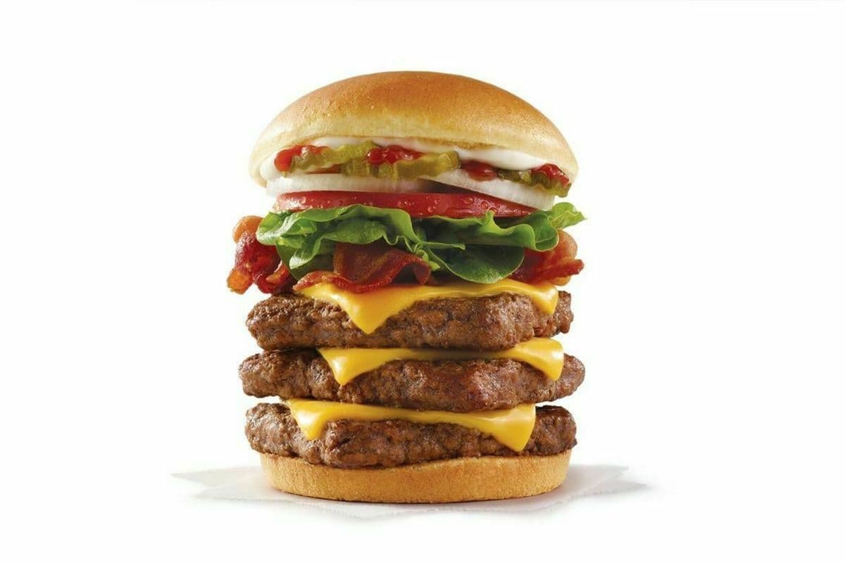 Bacon Deluxe 3/4 lb* Triple with Cheese (Cals: 1220)