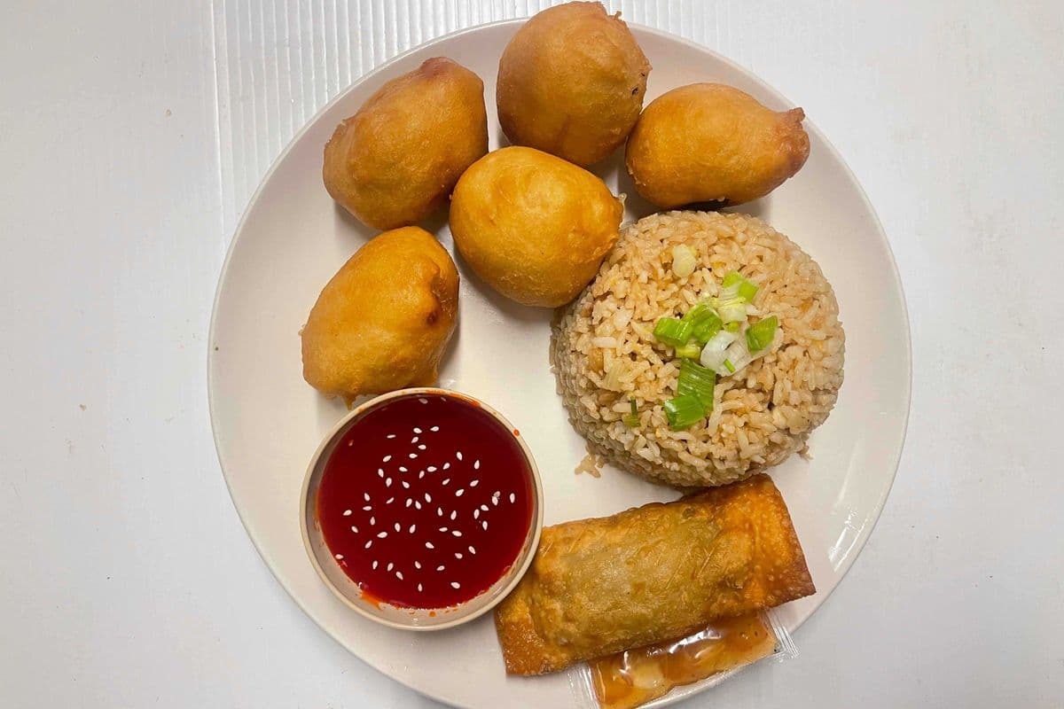 #13(rice, 6balls, egg roll)