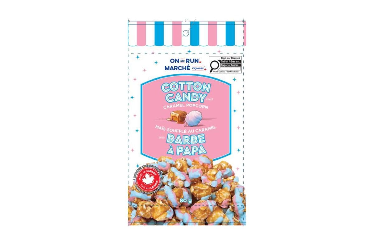 Marché Express Maïs Souflé au Caramel Barbe à Papa (80g) 77152 / On The Run Cotton Candy Caramel Popcorn (80g) 77152