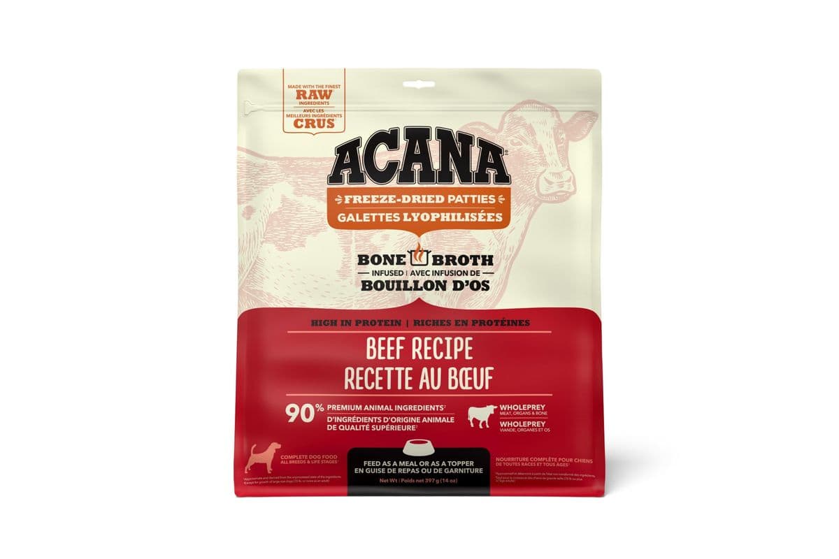 ACANA Ranch-Raised Beef Recipe Patties Grain-Free Freeze-Dried Dog Food & Topper (14 oz)