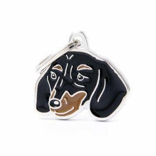 MyFamily Black And Tan Dachshund Engraved Tag