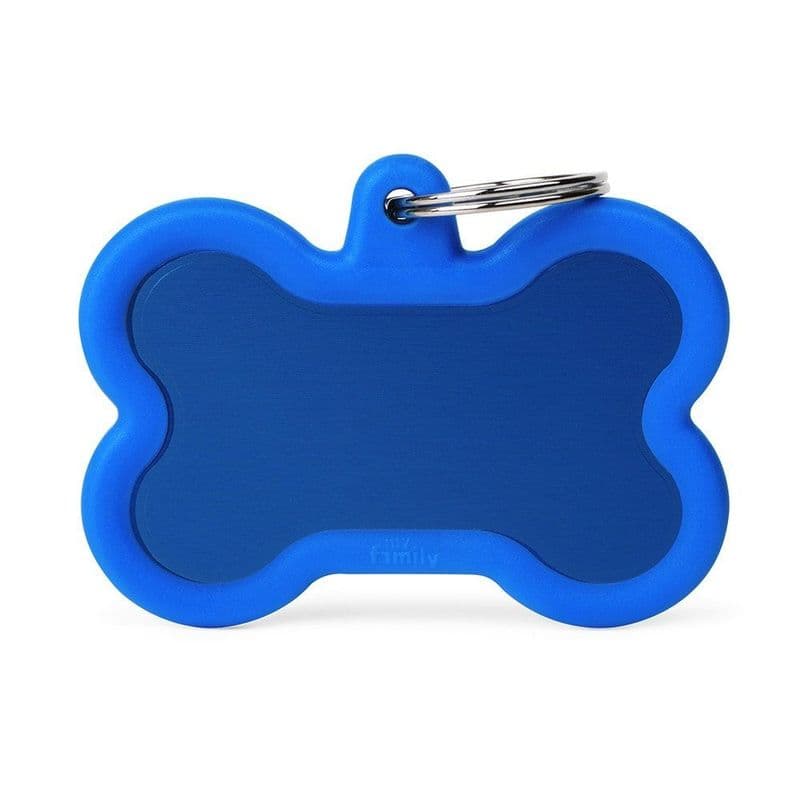 MyFamily Blue Rubber Aluminum Blue Bone Engraved Tag