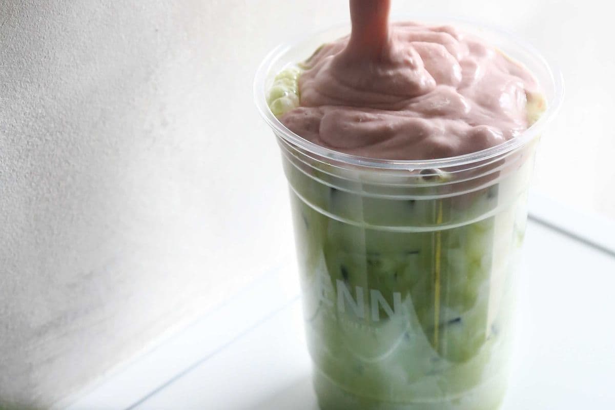Strawberry Cream Matcha Latte