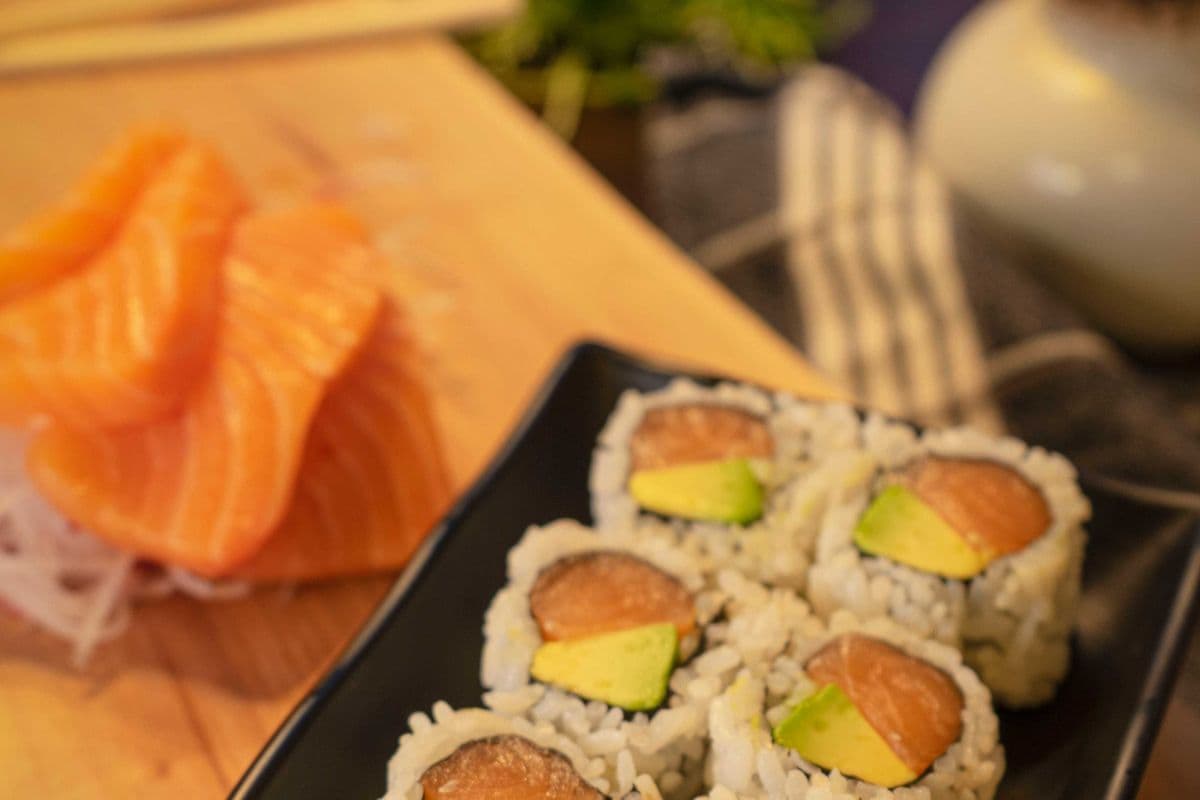 Salmon Sashimi and Salmon Avocado Roll