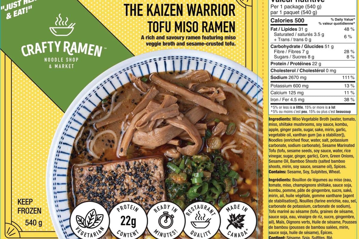 The Kaizen Warrior - Tofu Miso Ramen - 'Heat & Eat', 540g - Crafty Ramen