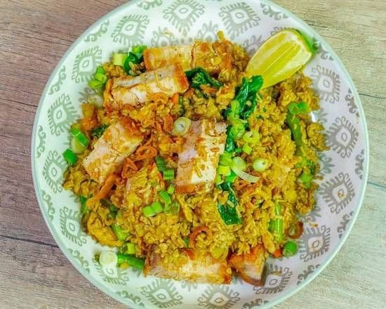 [Keto] Curry Fried Rice-Crispy Pork