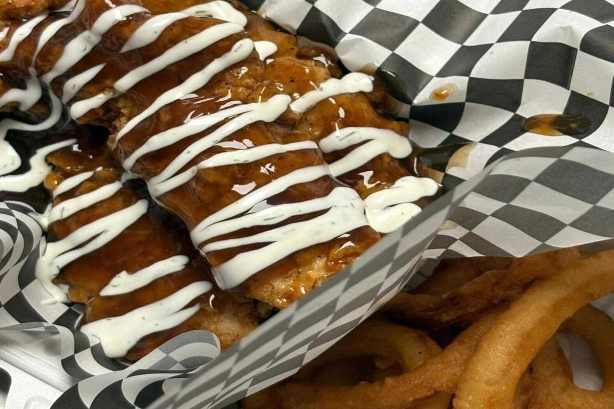 Tenders Combo 2- 5 Tenders, large fries/onion rings, 1 dip or tossed & pop