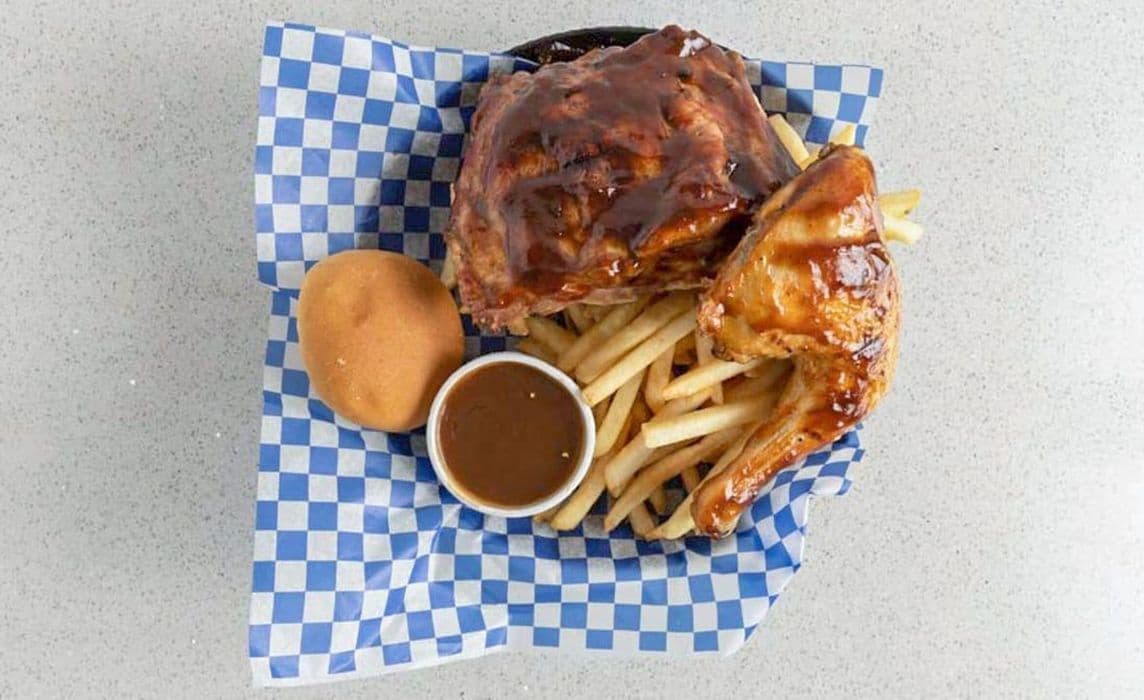 Â¼ Chicken Dinner and Â½ Rack Ribs