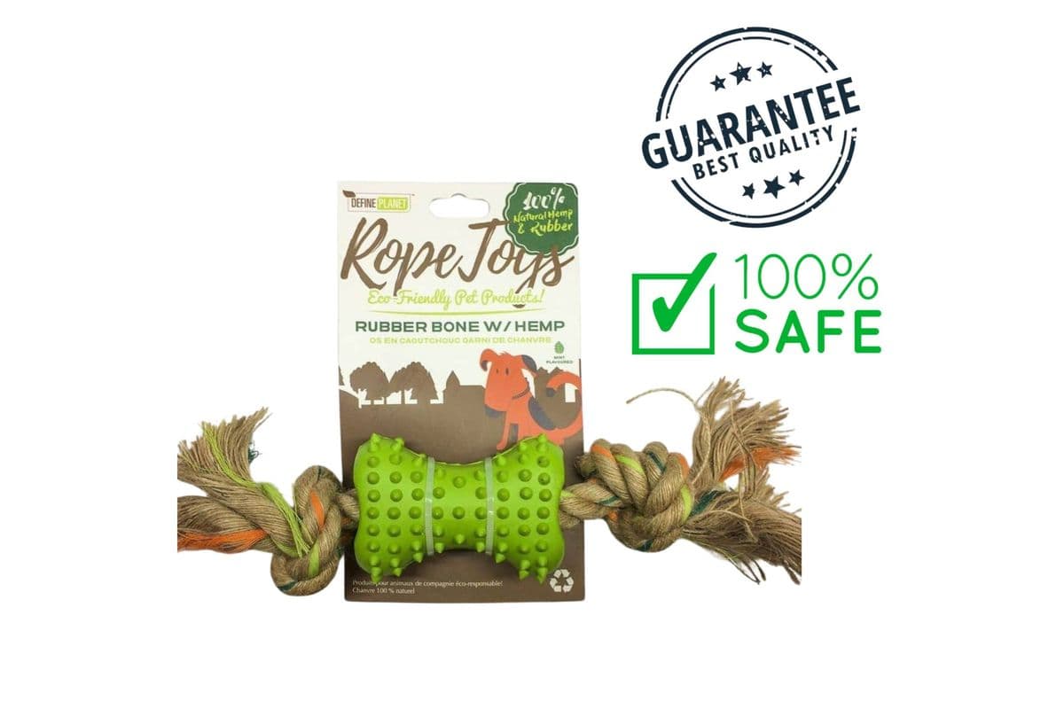Define Planet Rubber Bone With Hemp Dog Toy Regular