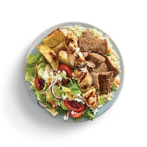 Brochette poulet souvlaki et gyro / Chicken souvlaki and gyro plate