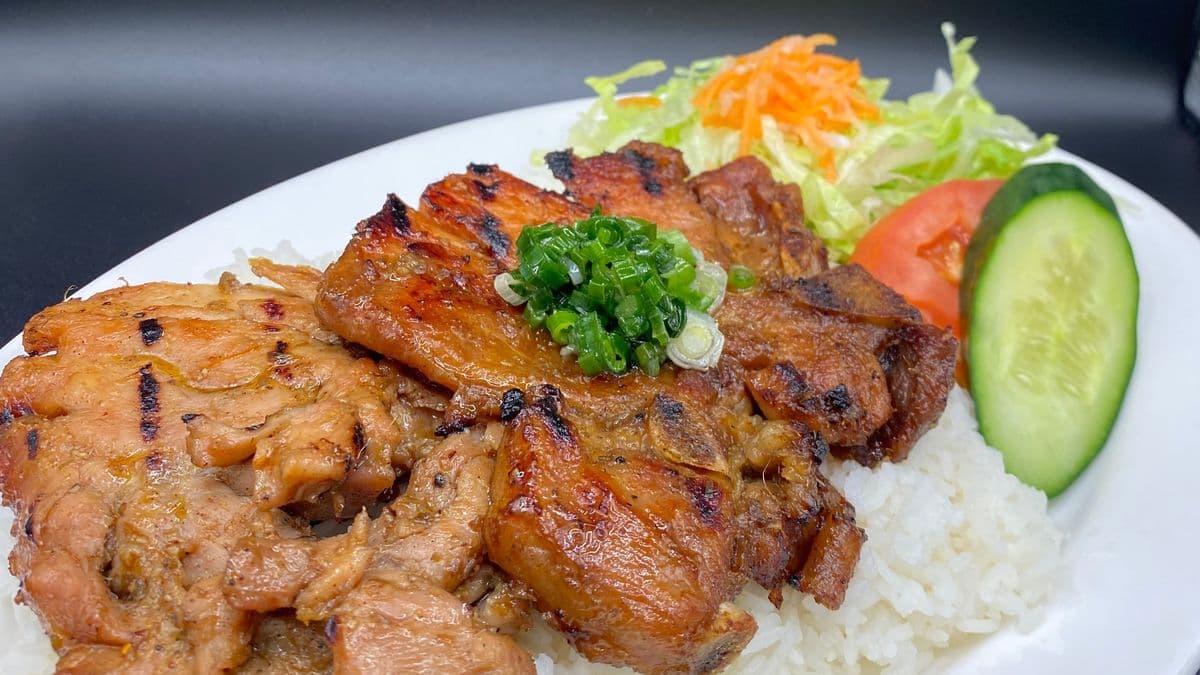 24D. Chicken and Grilled Pork Chop on Rice