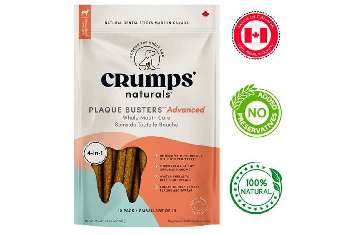 Crumps' Natural - Plaque Busters Advanced Whole Mouth Care Dental Sticks With Probiotics Dog Treats - 270 Grams