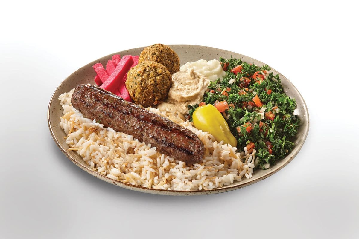 Falafel and Kefta (1 Skewer) Plate
