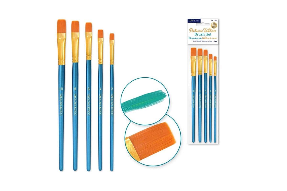 Deluxe Taklon Brush Set: Flat x5 [AB320E]