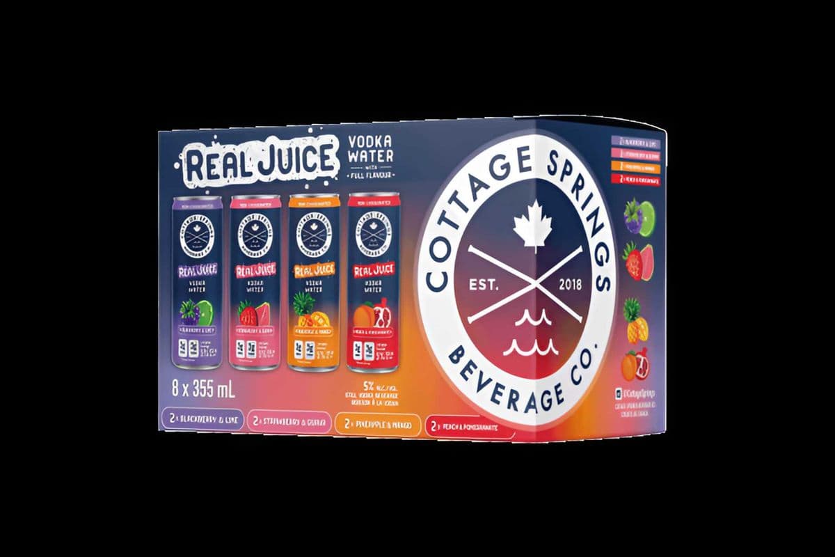 COTTAGE SPRING VODKA WATER REAL JUICE MIX PACK (12 x 355ML)
