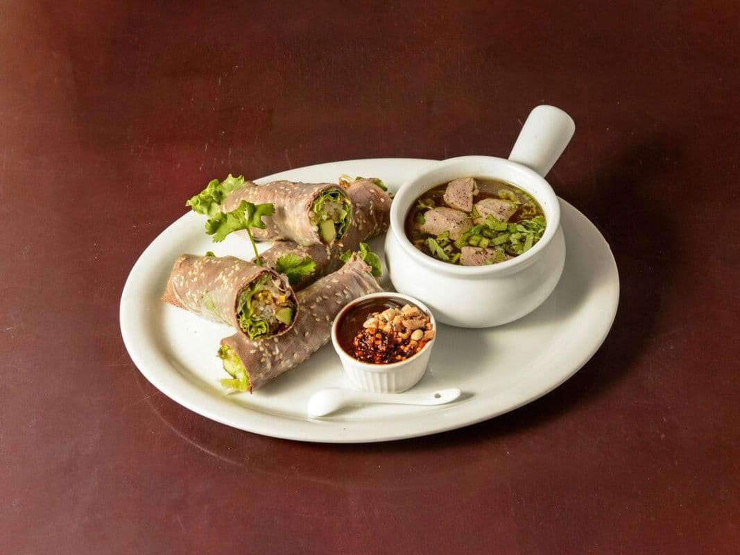 A16. QN Pho Roll and Beef Ball Soup