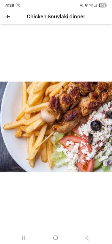 Two Pieces Chicken Souvlaki Dinner