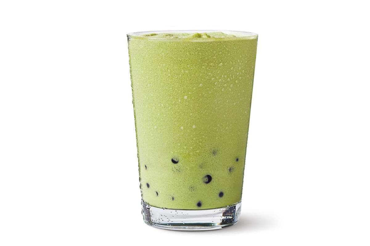 Frozen Matcha with Raspberry Popping Boba