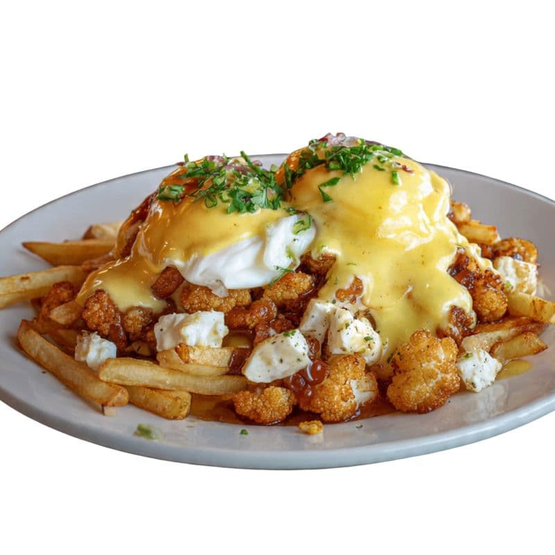 Popcorn Cauliflower Breakfast Poutine